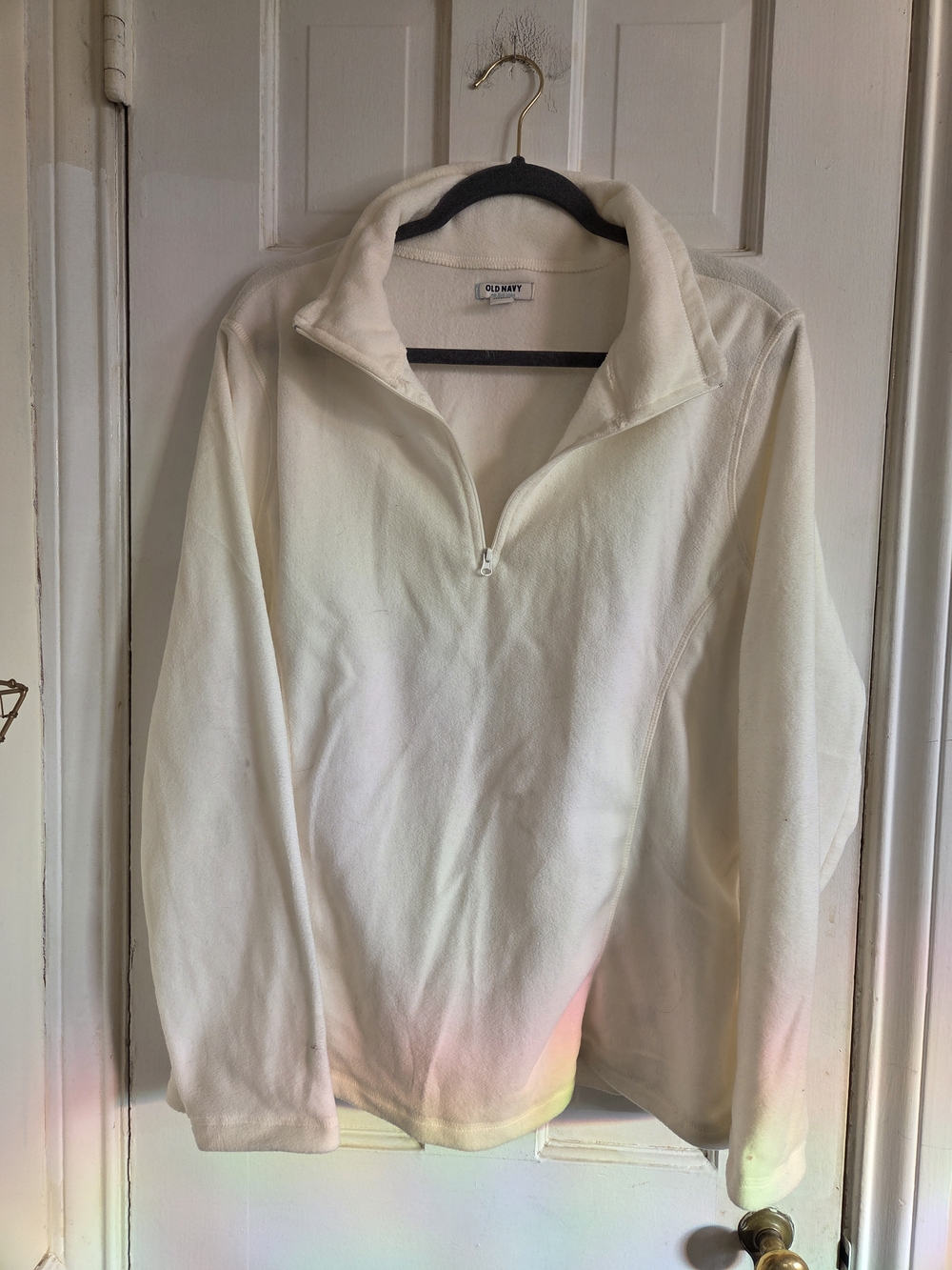 Old Navy Off-White Quarter-Zip Pullover Sweatshirt - Women's